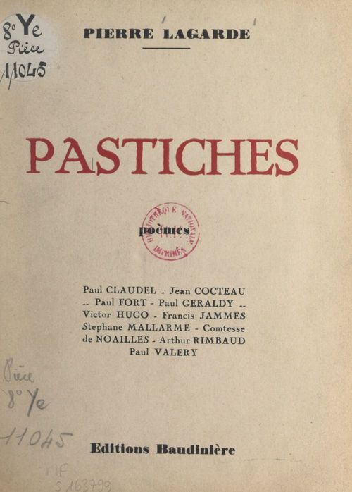Couverture ebook de Pastiches, de Collectif