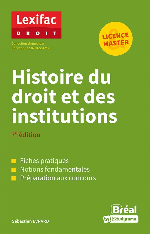 ebook cover of Histoire du droit et des institutions, by Sébastien Evrard