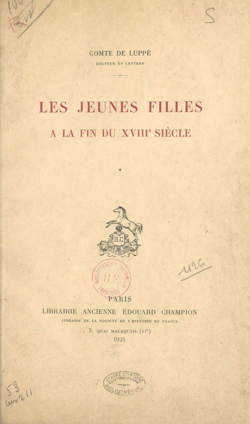 ebook cover of Les jeunes filles à la fin du XVIIIe siècle, by Albert De Luppe