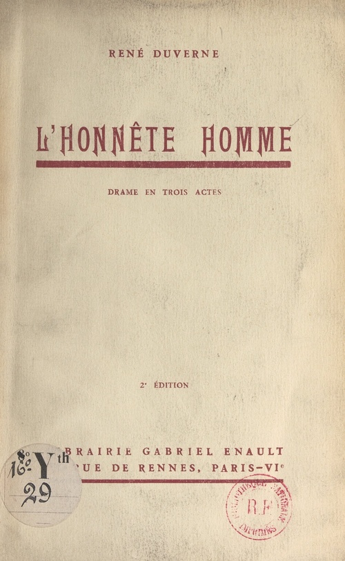 Couverture ebook de L'honnête homme, de Rene Duverne