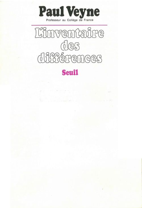 ebook cover of Inventaire des différences, by Veyne Paul