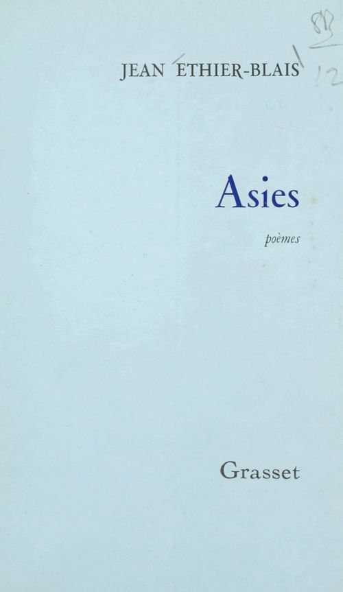 Couverture ebook de Asies, de Jean Ethier-Blais