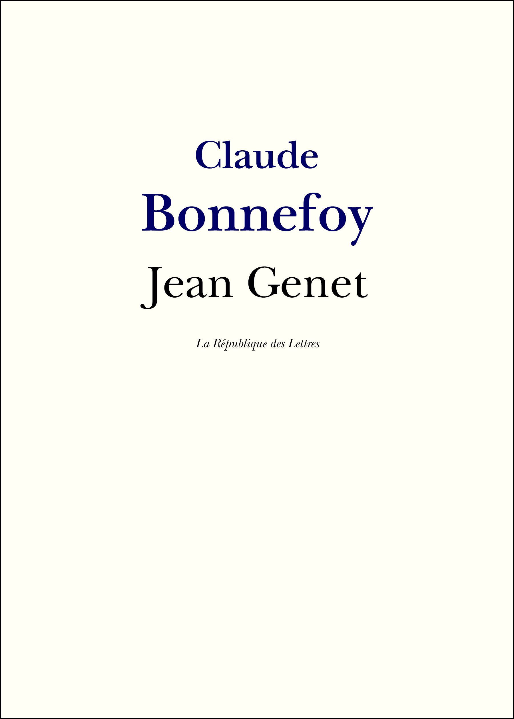 Couverture ebook de Jean Genet, de Claude Bonnefoy