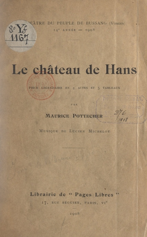 Couverture ebook de Le château de Hans, de Maurice Pottecher