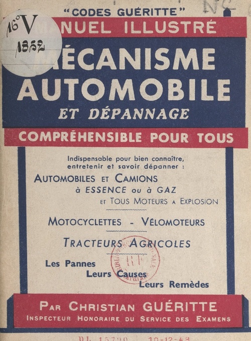 Couverture ebook de Mécanisme automobile et dépannage, de Christian Gueritte