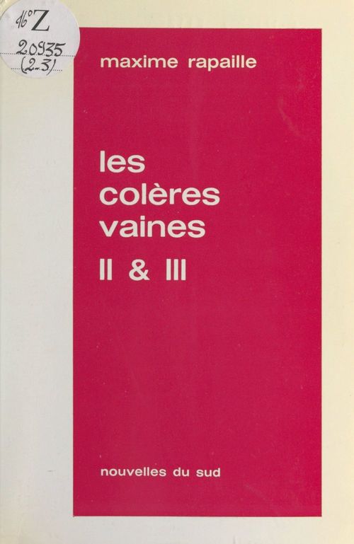 Couverture ebook de Les colères vaines II & III, de Maxime Rapaille