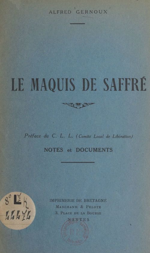 Couverture ebook de Le maquis de Saffré, de Alfred Gernoux