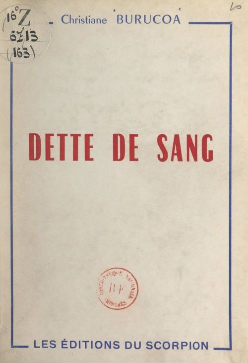 ebook cover of Dette de sang, by Christiane Burucoa