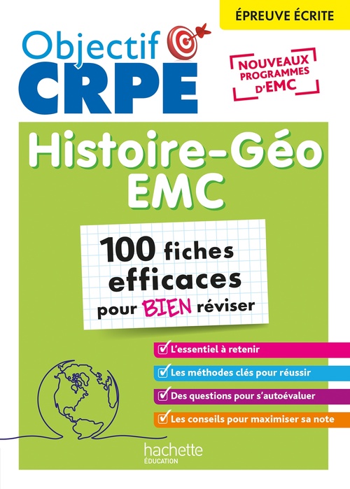Couverture ebook de Objectif CRPE 2026 - Histoire Géographie-EMC - 100 fiches efficaces pour bien réviser - ép. écrite, de Laurent Bonnet, Julien Cuminetto