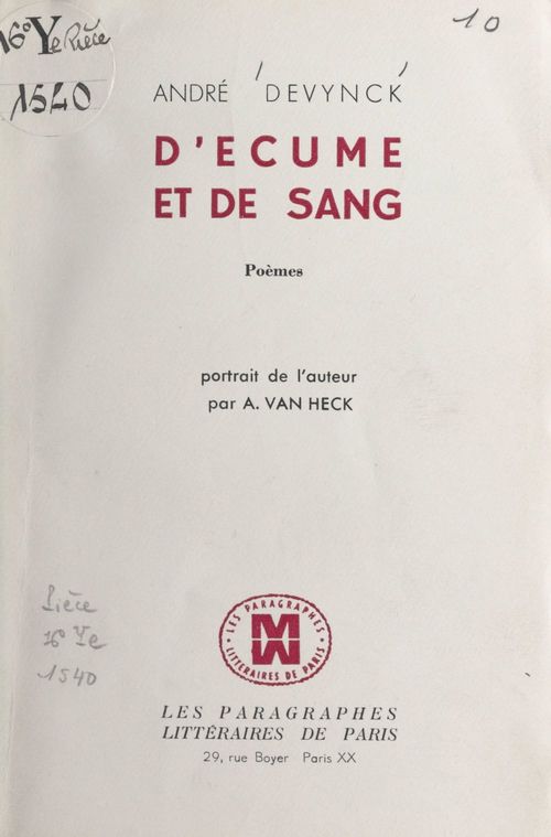 ebook cover of D'écume et de sang, by Andre Devynck