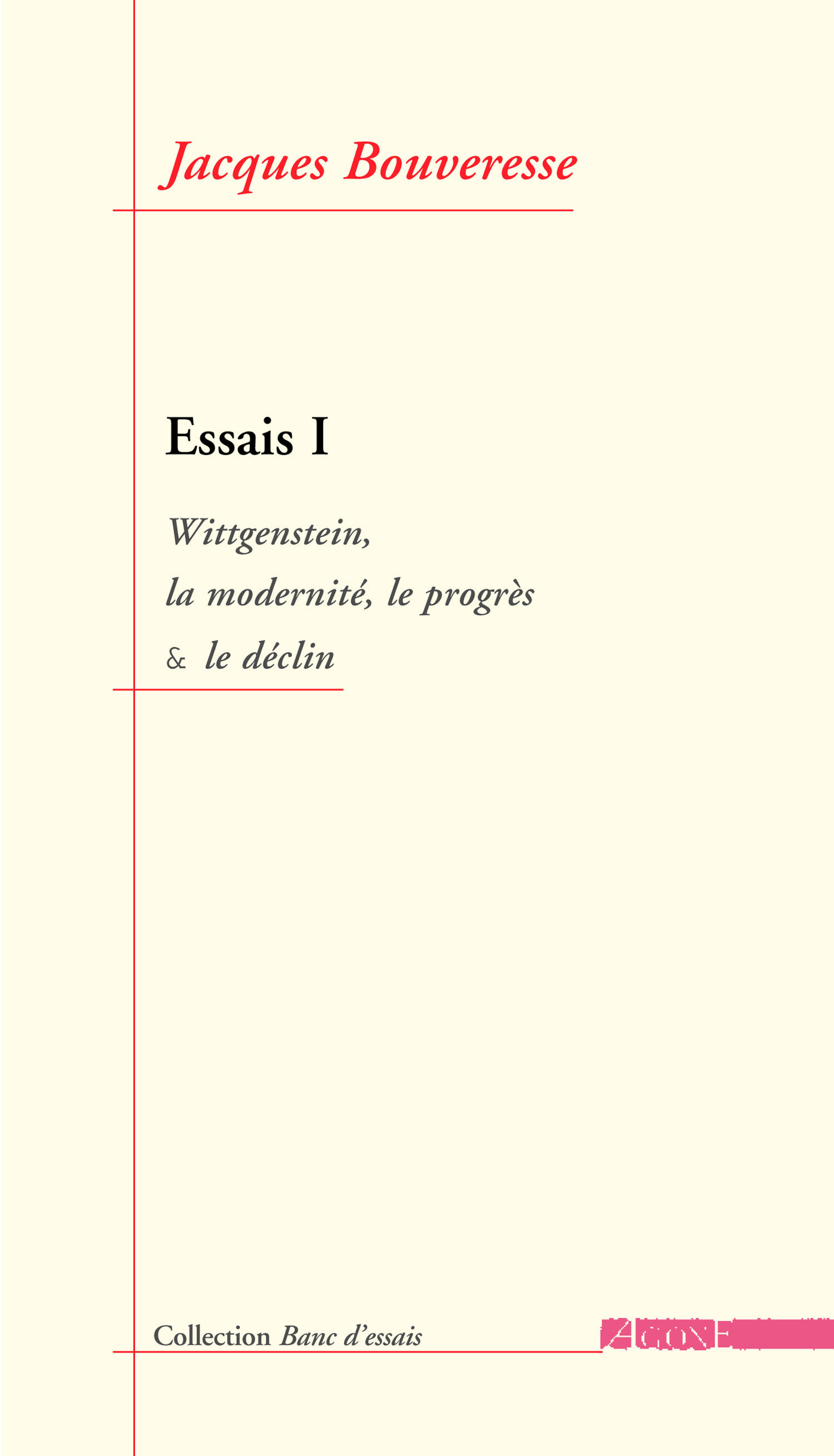 Couverture ebook de Essais I, de Jacques Bouveresse
