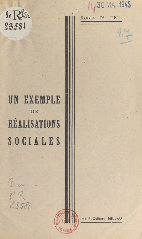 Couverture ebook de Un exemple de réalisations sociales, de Roger Du Teil