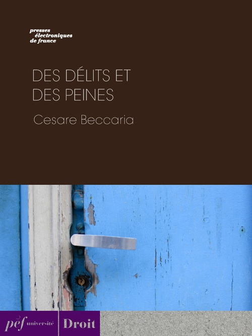 Couverture ebook de Des délits et des peines, de Césare Beccaria