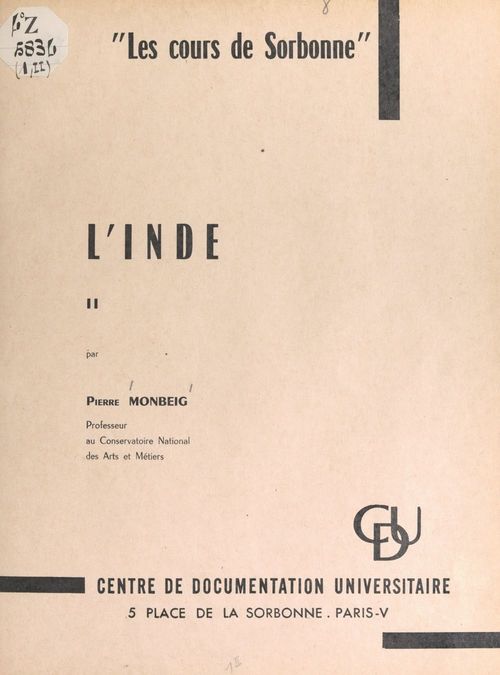 Couverture ebook de L'Inde, de Pierre Monbeig
