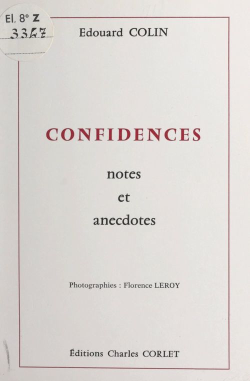 Couverture ebook de Confidences, de Edouard Colin