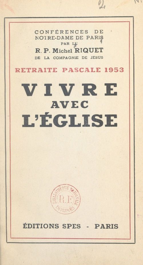 Couverture ebook de Vivre avec l'Église, de Michel Riquet