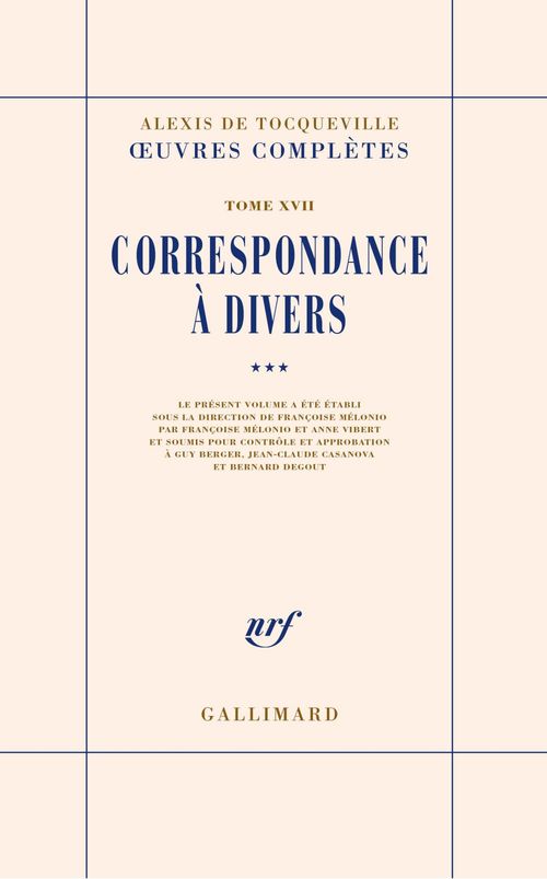 Couverture ebook de Correspondance à divers (Tome 3), de Alexis de Tocqueville