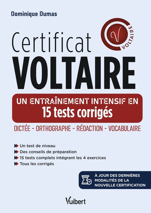 ebook cover of Certificat Voltaire - Un entraînement intensif en 15 tests corrigés, by Dominique Dumas
