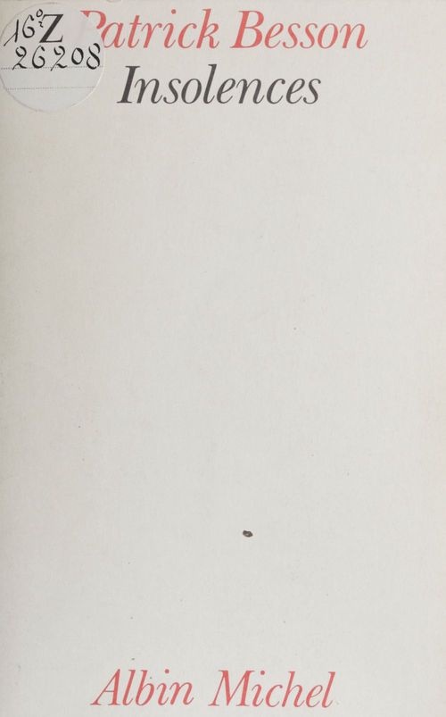 ebook cover of Insolences, by Patrick Besson