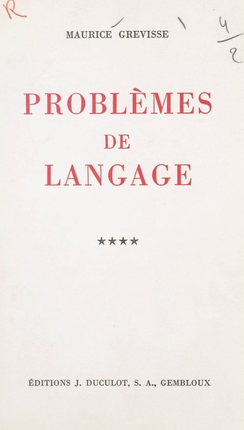 ebook cover of Problèmes de langage (4), by Maurice Grevisse