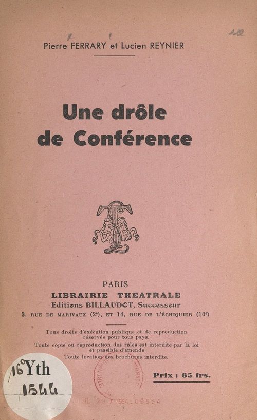 ebook cover of Une drôle de conférence, by Lucien Reynier, Pierre Ferrary