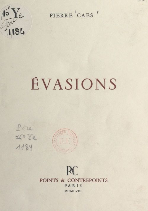Couverture ebook de Évasions, de Pierre Caes