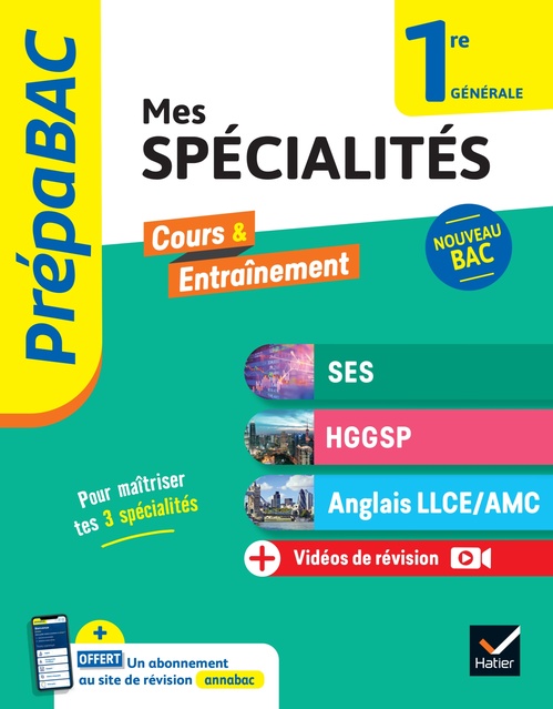 ebook cover of Prépabac - Mes spécialités SES, HGGSP, Anglais LLCE/ AMC 1re générale - 2026-2027, by Séverine Bachelerie-Marteau, Laurent van De Wandel, Frédéric Viénot, Christine Bitaillou, Aline Charles, Anne-Cécile Cou