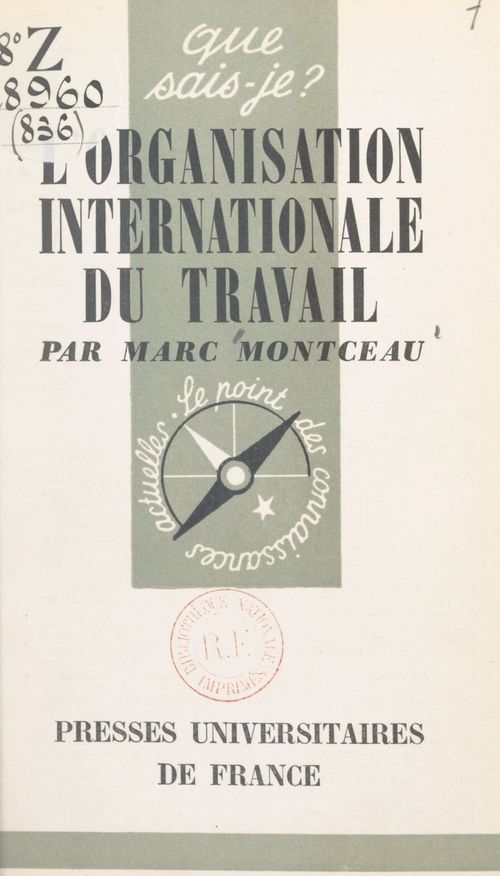 ebook cover of L'organisation internationale du travail (1919-1959), by Marc Montceau