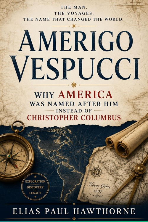 Couverture ebook de Amerigo Vespucci: Why America Was Named After Him Instead of Christopher Columbus, de Elias Paul Hawthorne