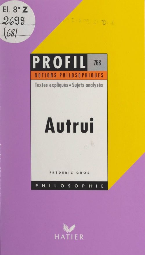 Couverture ebook de Autrui, de Frédéric Gros