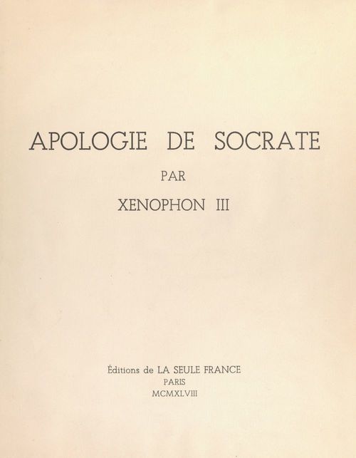 ebook cover of Apologie de Socrate, by Charles Maurras, Xenophon Iii