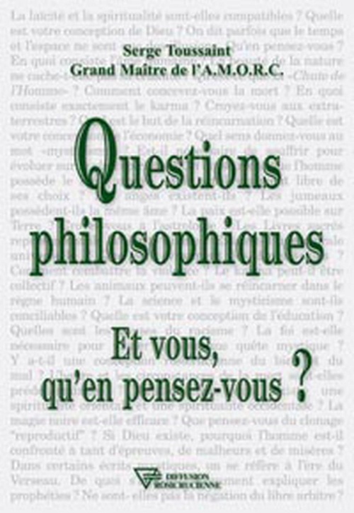 Couverture ebook de Questions philosophiques, et vous qu'en pensez-vous ?, de Serge Toussaint