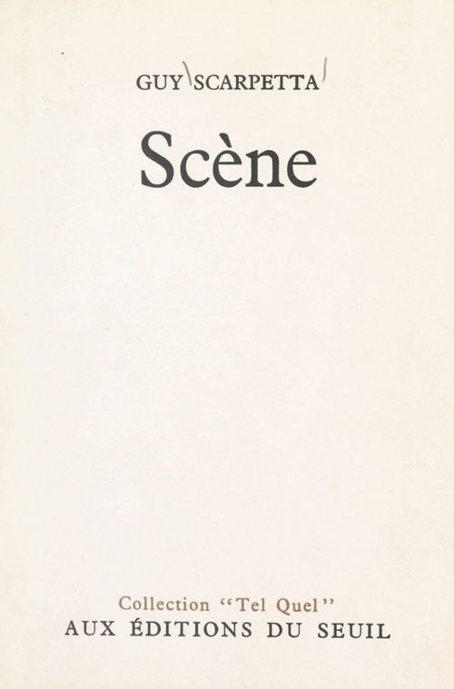 Couverture ebook de Scène, de Guy Scarpetta