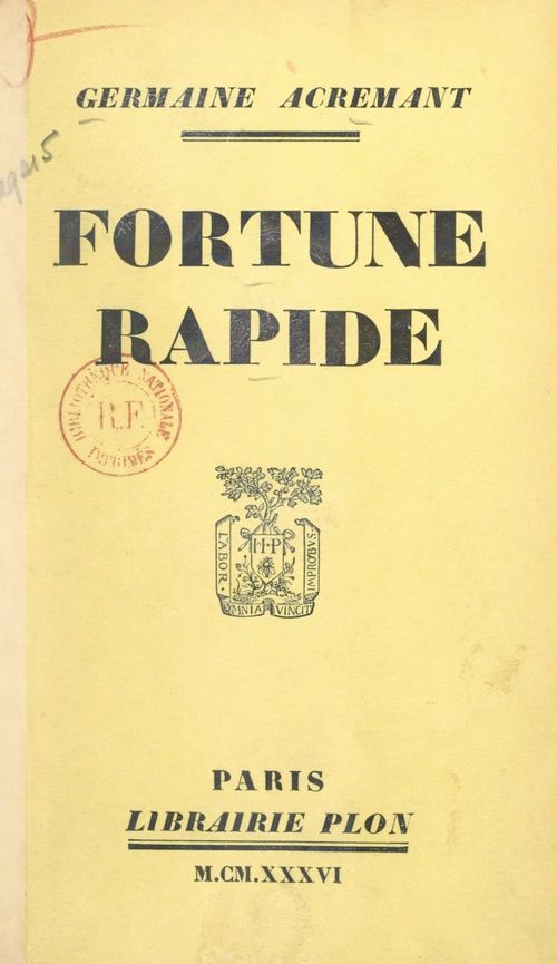 Couverture ebook de Fortune rapide, de Germaine Acremant