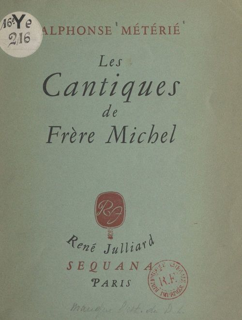Couverture ebook de Les cantiques de Frère Michel et autres vers, de Alphonse Meterie