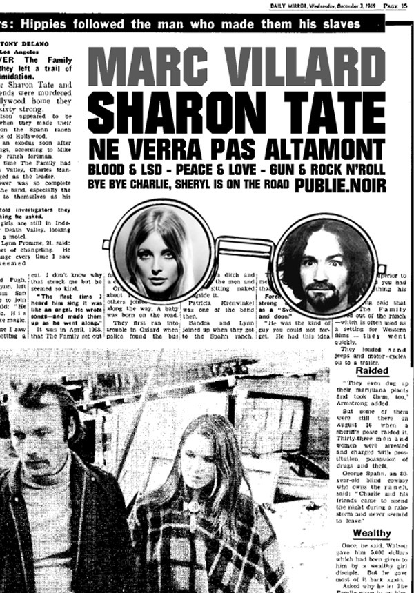 Couverture ebook de Sharon Tate ne verra pas Altamont, de Marc Villard