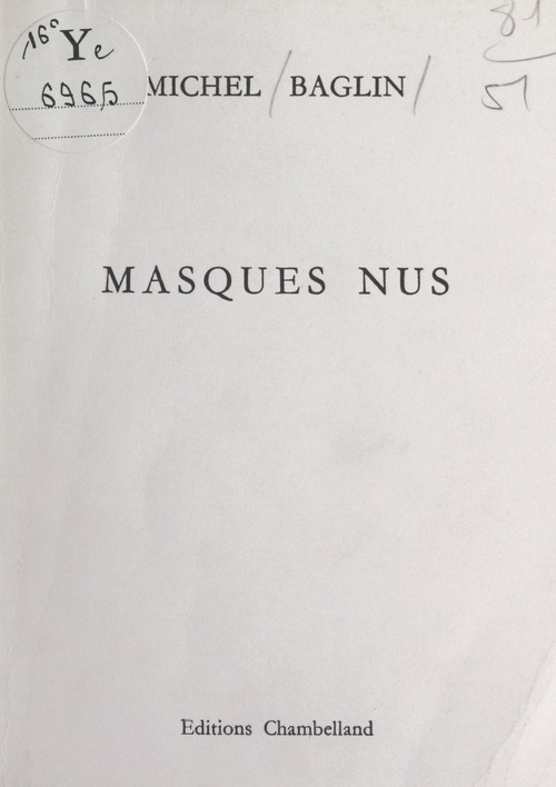 Couverture ebook de Masques nus, de Michel Baglin
