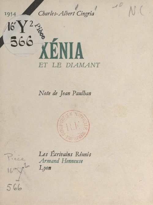 ebook cover of Xénia et le diamant, by Charles-Albert Cingria