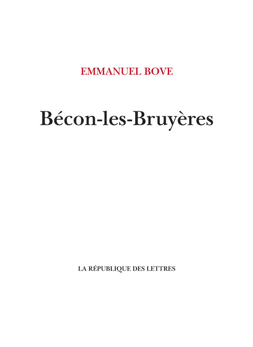 Couverture ebook de Bécon-les-Bruyères, de Emmanuel Bove