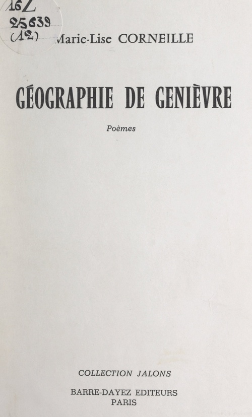 ebook cover of Géographie de Genièvre, by Marie-Lise Corneille