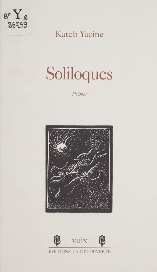 ebook cover of Soliloques, by Yacine Kateb