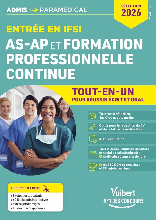 Couverture ebook de Entrée en IFSI pour AS-AP et formation professionnelle continue (FPC), de Sébastien Drevet, Isabelle Bisutti, Marion Gauthier