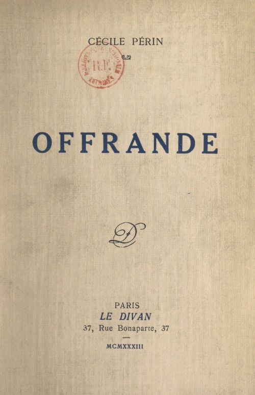 Couverture ebook de Offrande, de Cecile Perin