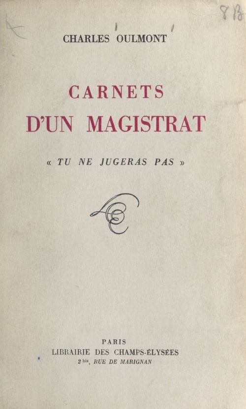 ebook cover of Carnets d'un magistrat, by Charles Oulmont
