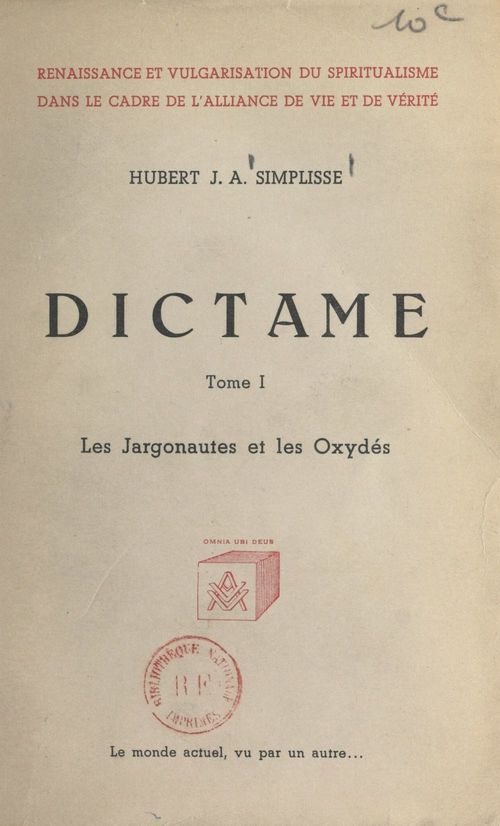 ebook cover of Dictame (1), by Hubert J. A. Simplisse