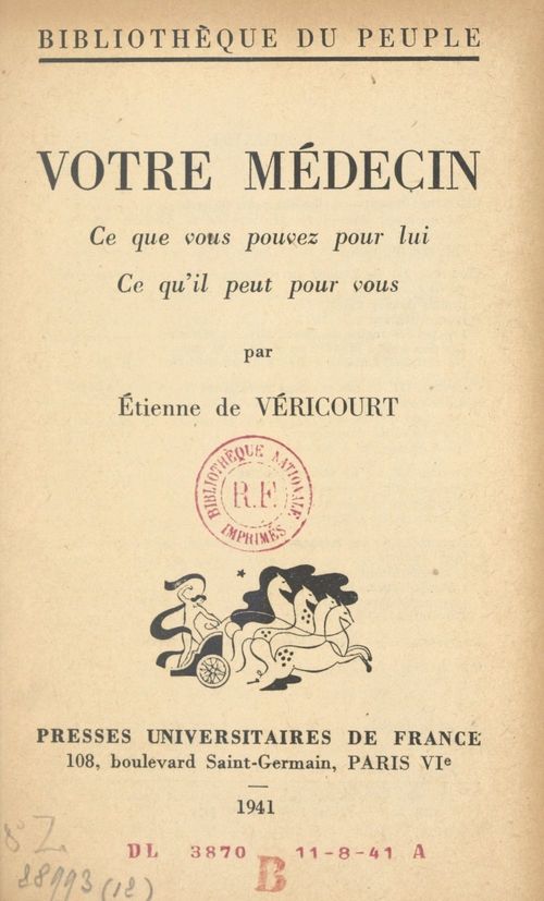 Couverture ebook de Votre médecin, de Etienne De Vericourt