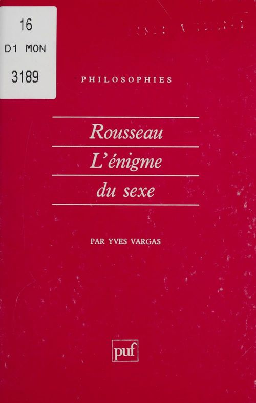 ebook cover of Rousseau : l'énigme du sexe, by Yves Vargas