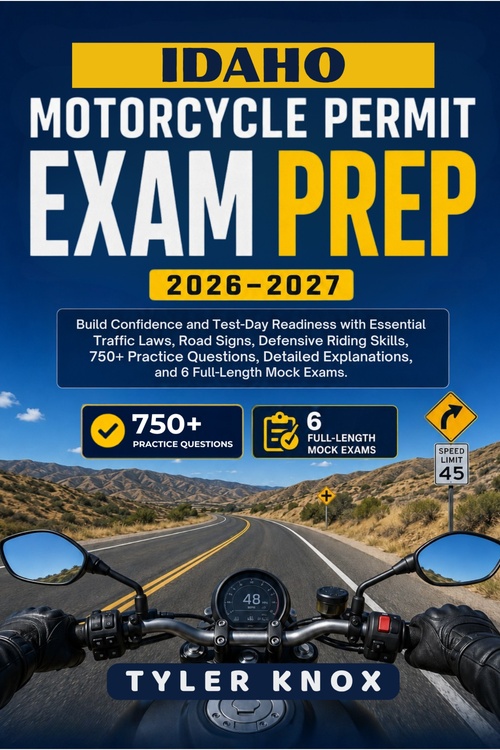 ebook cover of IDAHO MOTORCYCLE PERMIT EXAM PREP 2026-2027, by Tyler Knox