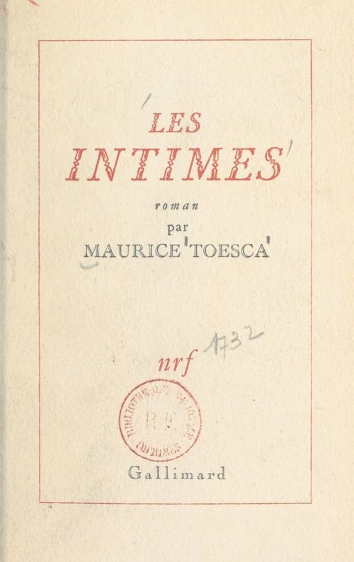 ebook cover of Les intimes, by Maurice Toesca