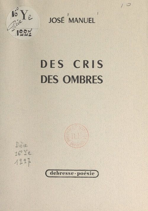 Couverture ebook de Des cris des ombres, de Jose Manuel